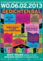 Poster van het Gedichtenbal, dat op 7 februari plaatsvindt.